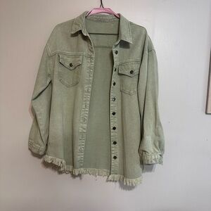 Amazon sage green denim shacket new size large